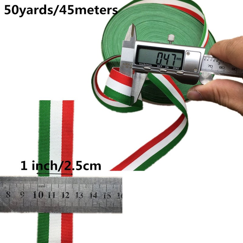 Zhiheng Red White and Green Grosgrain Stripes Ribbon Italian Flag Patriotic Ribbon Belt for Christmas Holiday Party Decoration 50 Yards - Image 2